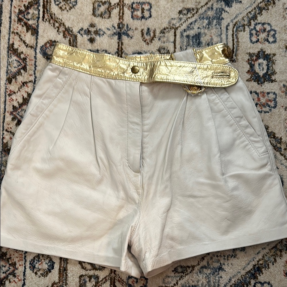 Women's White Shorts with Gold Belt